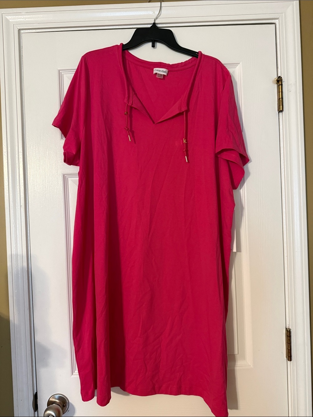 Calvin Klein Hot Pink Hooded Midi Shift Dress 2x